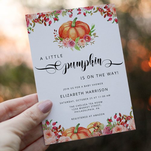 A Little Pumpkin Fall Baby Shower  Gender Neutral Invitation