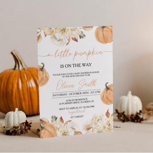 A Little Pumpkin Fall Baby Shower Gender Neutral Invitation