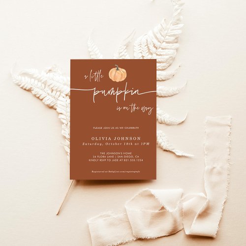 A Little Pumpkin Fall Baby Shower  Gender Neutral Invitation