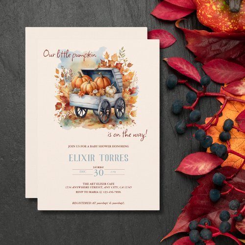 A Little Pumpkin Fall Baby Shower  Gender Neutral Invitation