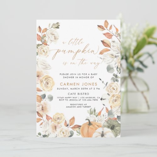 A Little Pumpkin Fall Baby Shower Gender Neutral Invitation