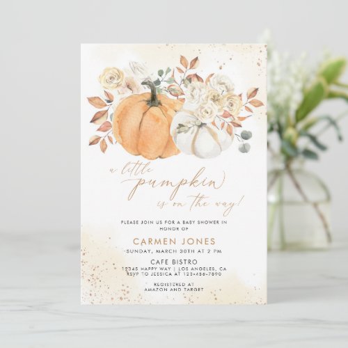 A Little Pumpkin Fall Baby Shower Gender Neutral Invitation