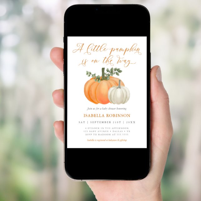 A Little Pumpkin Fall Baby Shower | Gender Neutral Invitation (Front Digital)
