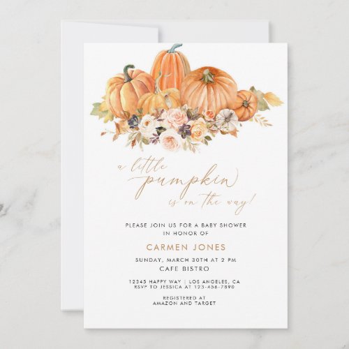 A Little Pumpkin Fall Baby Shower Gender Neutral Invitation