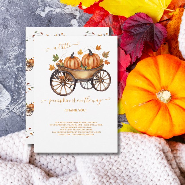 A Little Pumpkin Fall Baby Shower Gender Neutral Thank You Card (Creator Uploaded)