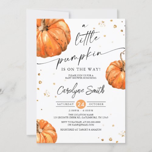 A Little Pumpkin Fall Baby Shower Invitation