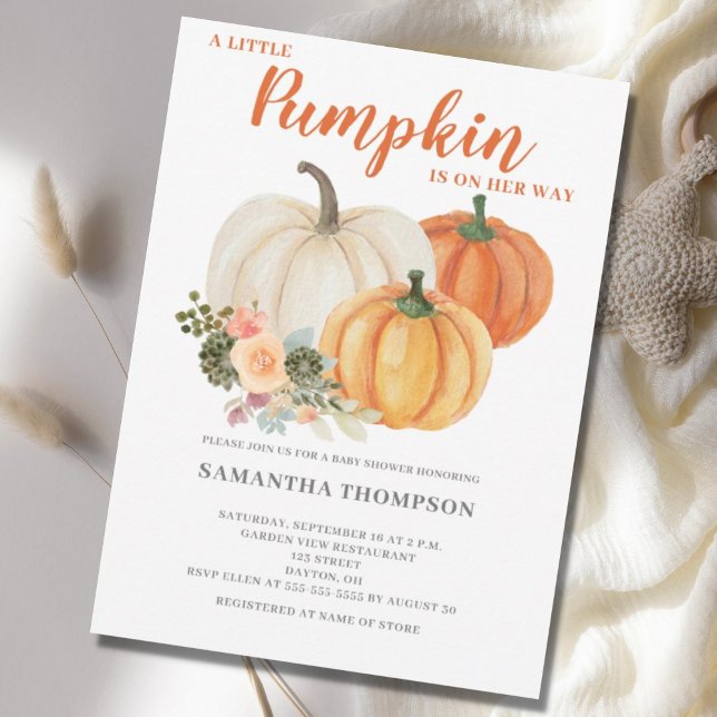 A Little Pumpkin Fall Baby Shower  Invitation (Creator Uploaded)