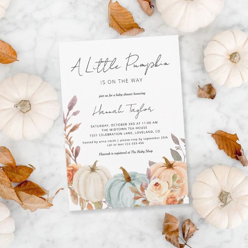 A Little Pumpkin Fall Baby Shower Invitation