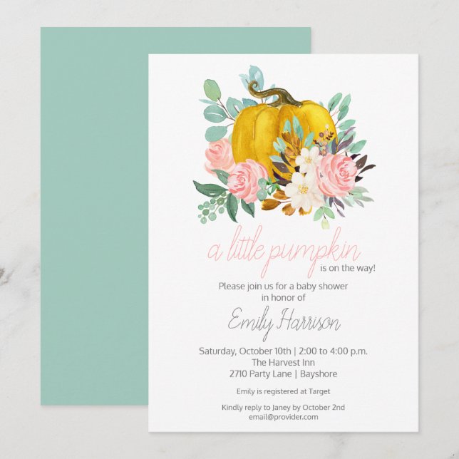 A Little Pumpkin Fall Baby Shower Invitation (Front/Back)