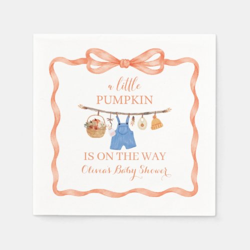 A Little Pumpkin Fall Baby Shower Invitation Napkins