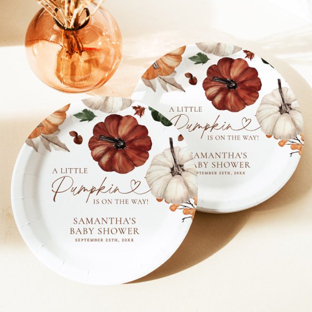 A Little Pumpkin Fall Baby Shower Paper Plates (Creator Uploaded)