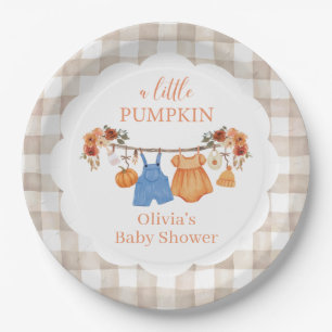 A little pumpkin fall Baby Shower Paper Plates