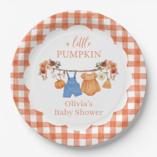 A little pumpkin fall Baby Shower Paper Plates