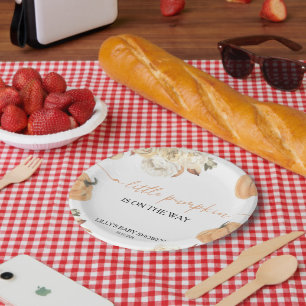 A Little Pumpkin Fall Baby Shower Paper Plates