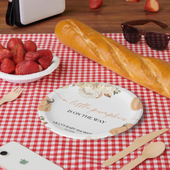 A Little Pumpkin Fall Baby Shower  Paper Plates (Picnic)
