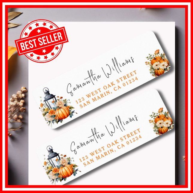 A Little Pumpkin Fall Baby Shower Return Address Label (A Little Pumpkin is on the Way Fall Autumn Floral Baby Shower Return Address Labels )
