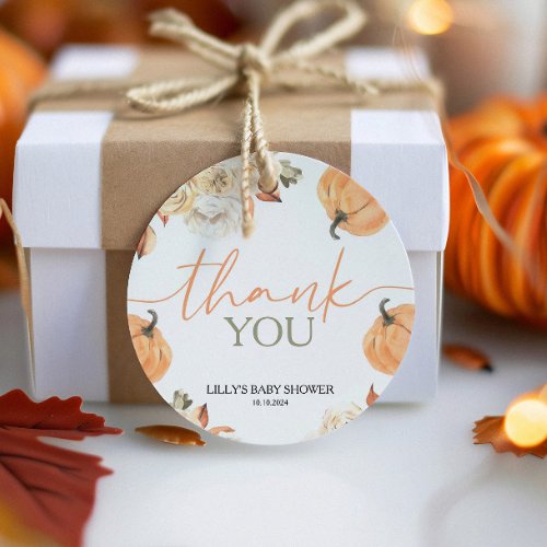 A Little Pumpkin Fall Baby Shower Round Favor Tags