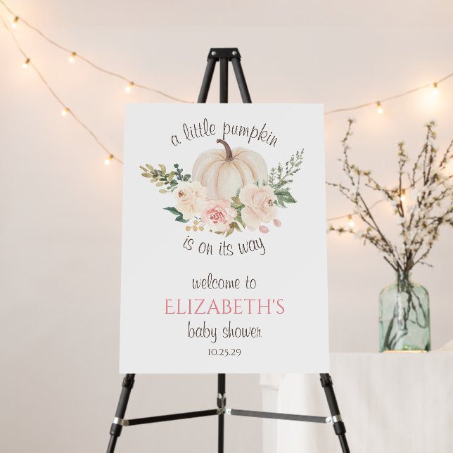 A Little Pumpkin Fall Baby Shower Sign (In Situ (Stand))