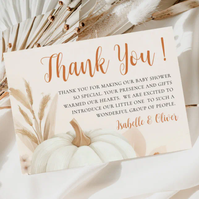 A Little Pumpkin Fall Baby Shower Thank You Card | Zazzle