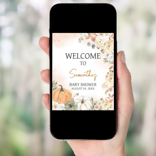 A Little Pumpkin Fall Baby Shower Welcome Poster (Front Digital)