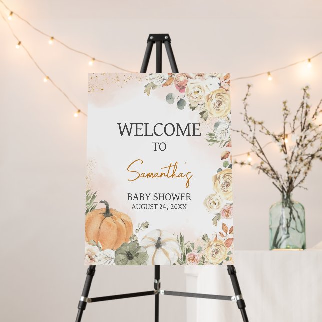 A Little Pumpkin Fall Baby Shower Welcome Sign (In Situ (Stand))