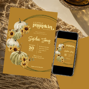 A Little Pumpkin Fall Boho Floral Baby Shower Invitation