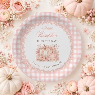 A Little Pumpkin Fall Bow Baby Shower Paper Plates