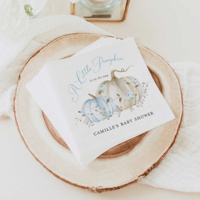 A Little Pumpkin Fall Boy Baby Shower Paper Napkins (Little Pumpkin Boy Baby Shower Napkins)