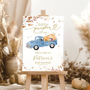 A Little Pumpkin Fall Boy Baby Shower Welcome Sign