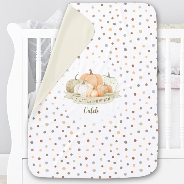 A Little Pumpkin Fall Boy Polka Dot Custom Name Baby Blanket (A Little Pumpkin Fall Boy Polka Dot Custom Name Baby Blanket)
