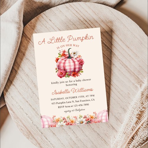 A Little Pumpkin Fall Floral Baby Shower Invitation
