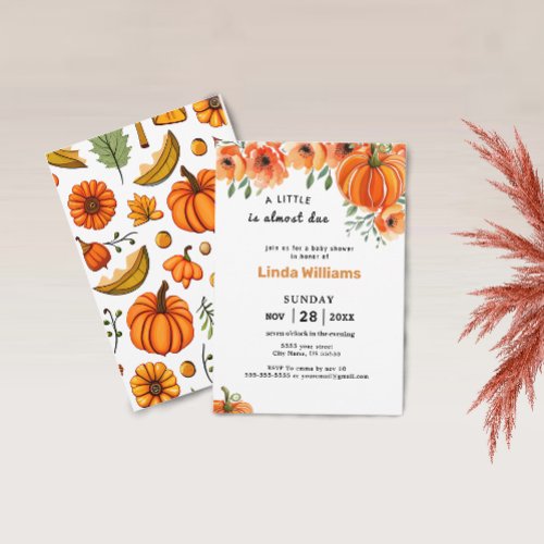 A Little Pumpkin Fall Floral Baby Shower  Invitation