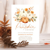 A Little Pumpkin Fall Floral Baby Shower Invitation