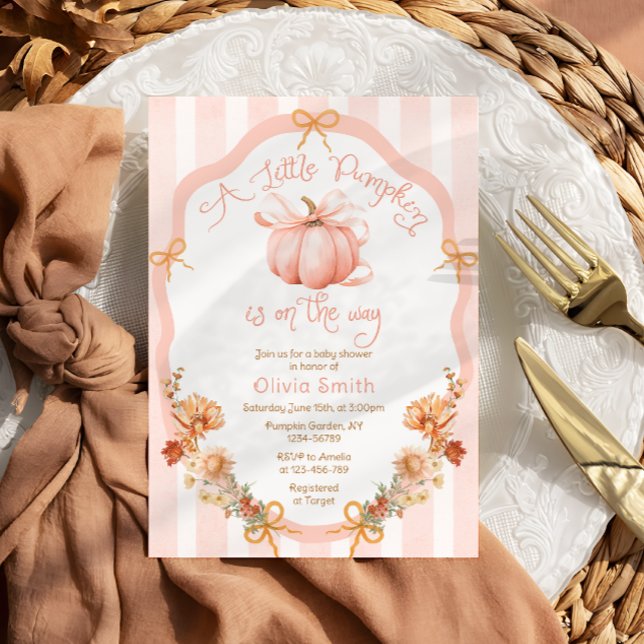 A Little Pumpkin Fall Floral Baby Shower Invitation (Creator Uploaded)
