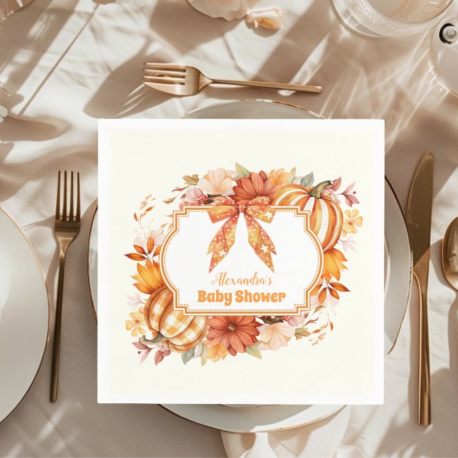 A Little Pumpkin Fall Floral Baby Shower Napkins (Creator Uploaded)