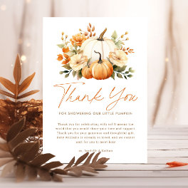 A Little Pumpkin Fall Floral Baby Shower Thank You Card