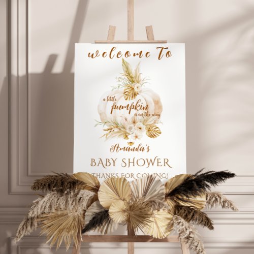 A Little Pumpkin Fall Floral Baby Shower Welcome  Foam Board