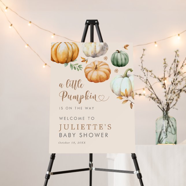 A Little Pumpkin Fall Foliage Baby Shower Welcome Foam Board (In Situ (Stand))