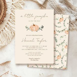 A Little Pumpkin Fall Gender Neutral Baby Shower Invitation