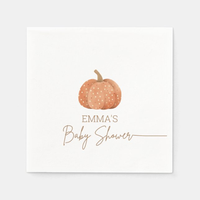 A Little Pumpkin Fall Gender Neutral Baby Shower  Napkins (Front)