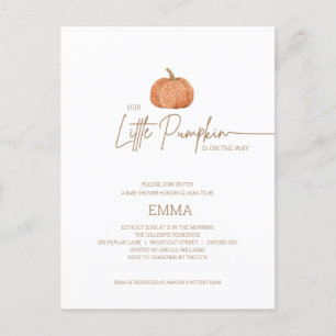 A Little Pumpkin Fall Gender Neutral Baby Shower  Postcard