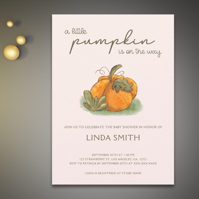 A Little Pumpkin Fall Girl Baby Shower Invitation (Creator Uploaded)