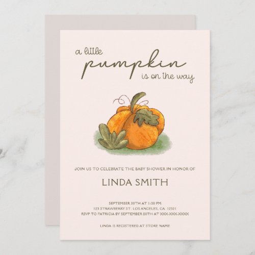 A Little Pumpkin Fall Girl Baby Shower Invitation