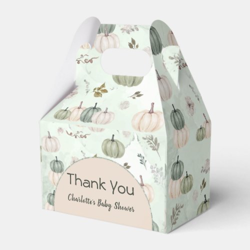 A Little Pumpkin Fall Green Baby Shower Favor Boxes