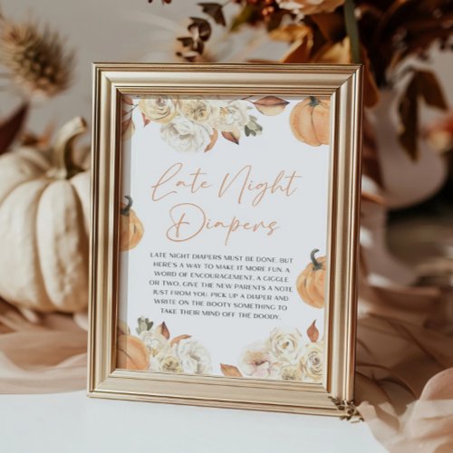 A Little Pumpkin Fall Late Night Diapers Game Pedestal Sign