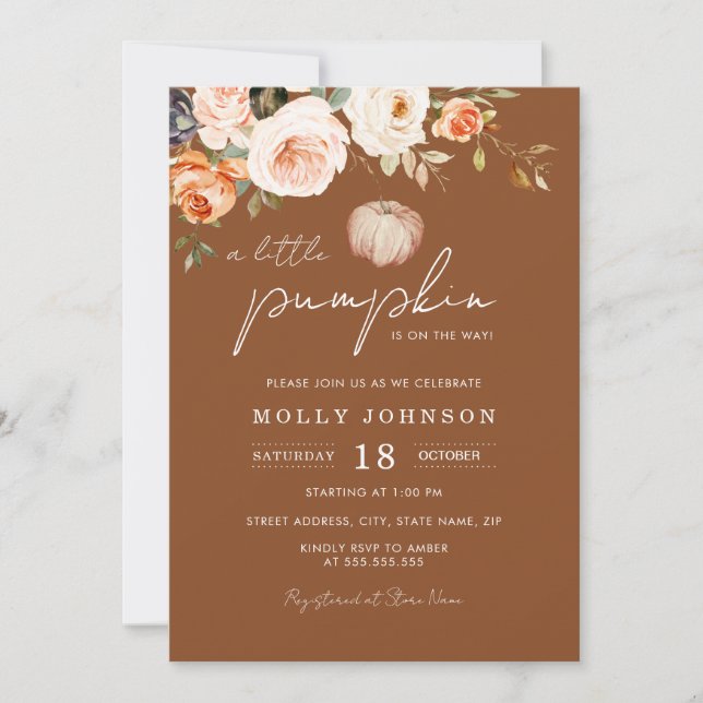 A Little Pumpkin Fall Neutral Baby Shower  Invitation (Front)