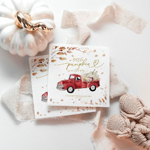 A Little Pumpkin Fall Red Truck Baby Shower Napkins