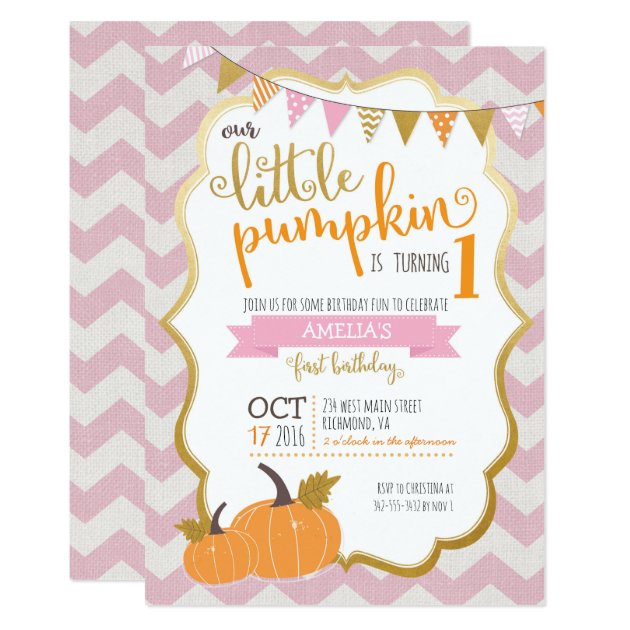 A Little Pumpkin First Birthday Invitation