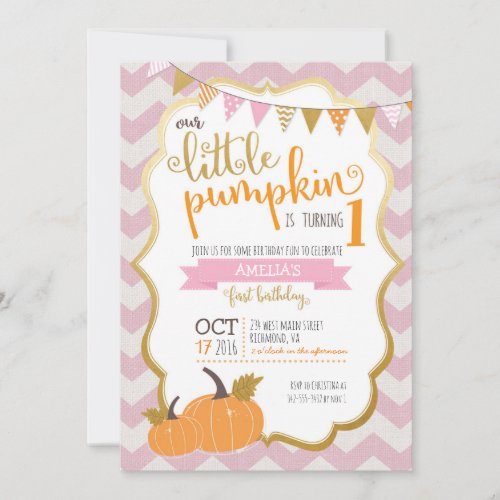 A Little Pumpkin First Birthday Invitation