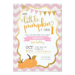 A Little Pumpkin First Birthday Invitation